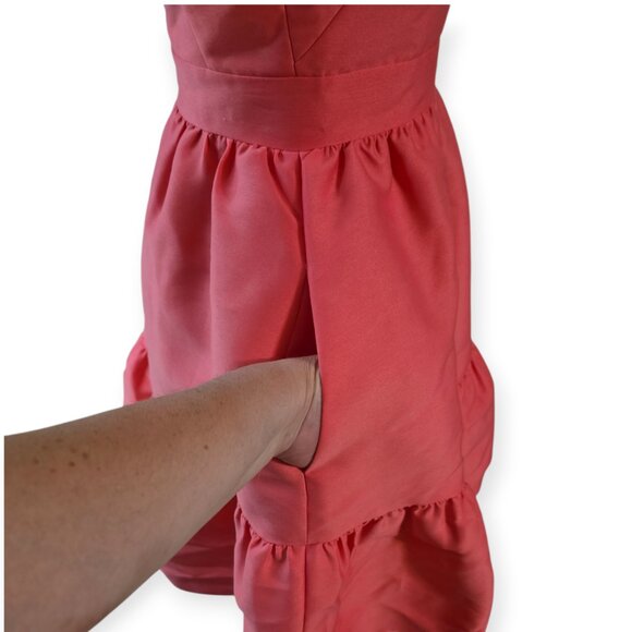 Size 0 Kate Spade Pearl Embellished Mikado Crystal Dress Petunia Pink Pockets! - Picture 6 of 10